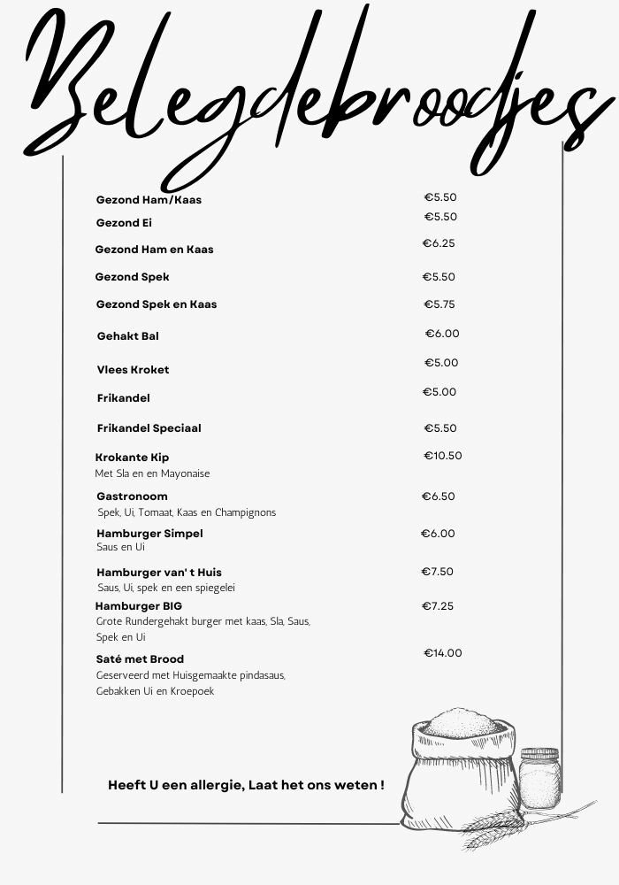 Afbeelding van het Broodjes menu van de Gastronoom